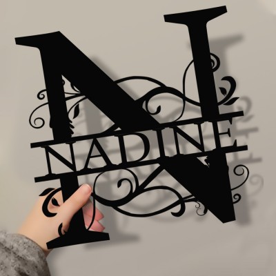 Personalised Family Name Metal Sign Monogram Home Wall Decor
