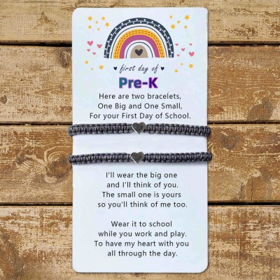 First Day of Pre-K Back to School Bracelet Mummy and Me Anxiety Separation Wish For Kid Set of 2