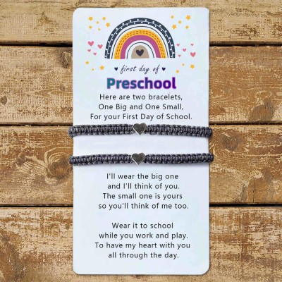 First Day of Preschool Back to School Bracelet Mummy and Me Anxiety Separation Wish For Kid Set of 2