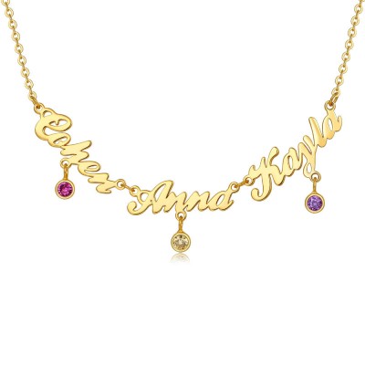 Personalized Name Necklace With 1-6 Names and Birthstones