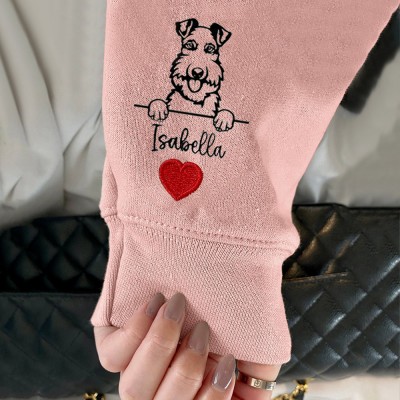Custom I Wear My Heart On My Sleeve Embroidered Pet Portrait Sweatshirt Hoodie