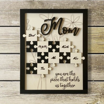 Personalised Mothers Day Gift Mom You Are The Piece That Holds Us Together Puzzles Pieces Name Sign Wall Decor