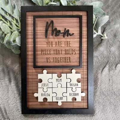 Personalised Mothers Day Gift Mom You Are The Piece That Holds Us Together Puzzles Pieces Name Sign Wall Decor