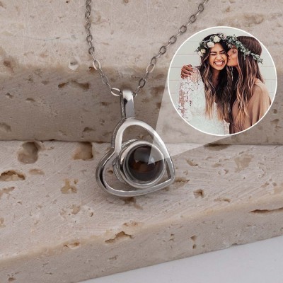 Personalised Memorial Photo Projection Charm Necklace For Best Friend Sister