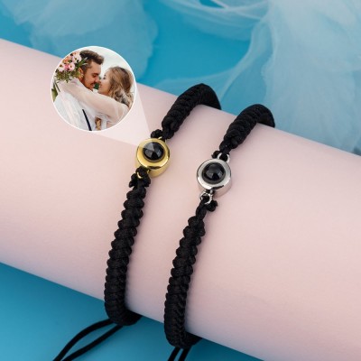 Personalised Memorial Photo Projection Bracelet in Braided Rope
