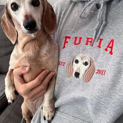 Personalised Dog Face Embroidered Sweatshirt Varsity Style For Pet Lover Gifts