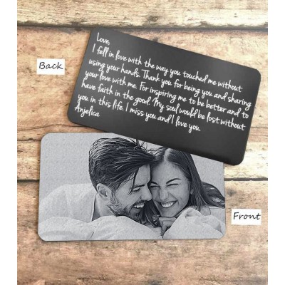 Personalised Message Wallet Card With Photo Love Note Anniversary Gift for Him Her