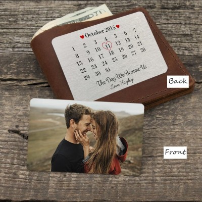 Personalized Message Wallet Card With Photo Love Note Anniversary Gift for Him Her