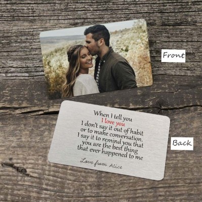Personalised Message Wallet Card With Photo Love Note Anniversary Gift for Him Her