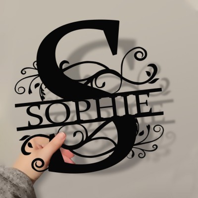 Personalised Family Name Metal Sign Monogram Home Wall Decor