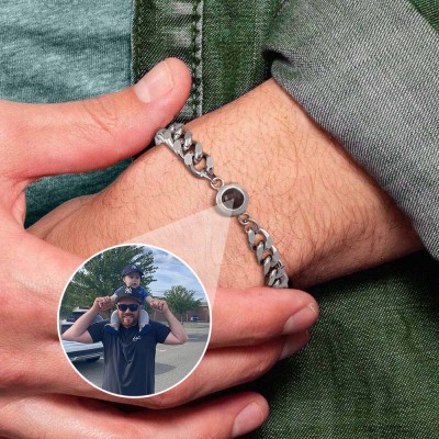 Personalised Photo Projection Bracelet Dad Gift Ideas For First Father's Day