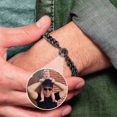Personalised Photo Projection Bracelet For First Father's Day Gift Ideas