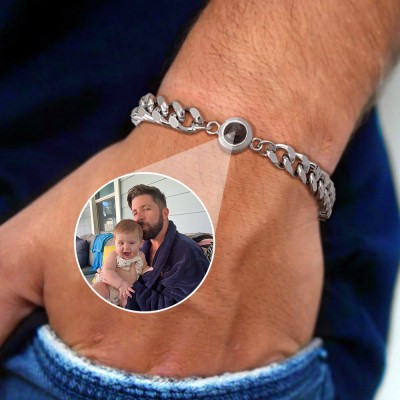 Personalised Photo Projection Bracelet For First Father's Day Gift Ideas