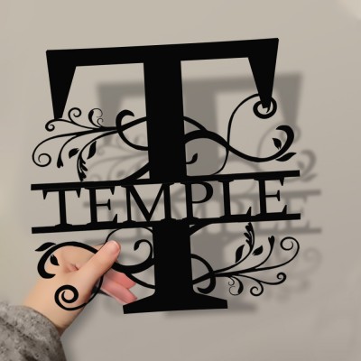 Personalised Family Name Metal Sign Monogram Home Wall Decor