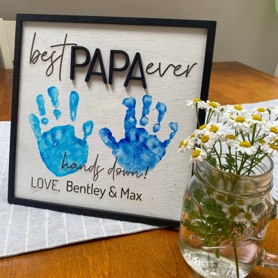 Personalised Best Papa Ever DIY Handprint Hands Down Frame For Father's Day