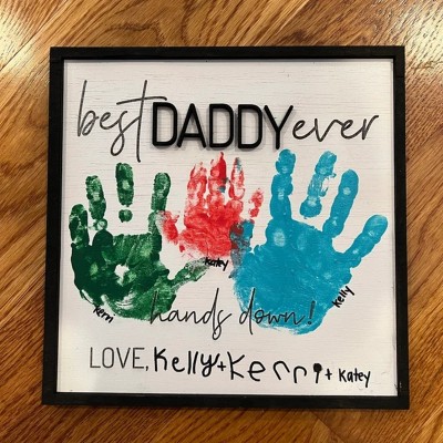 Personalised Best Daddy Ever DIY Handprint Hands Down Frame For Father's Day