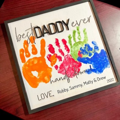 Personalised Best Daddy Ever DIY Handprint Hands Down Frame For Father's Day