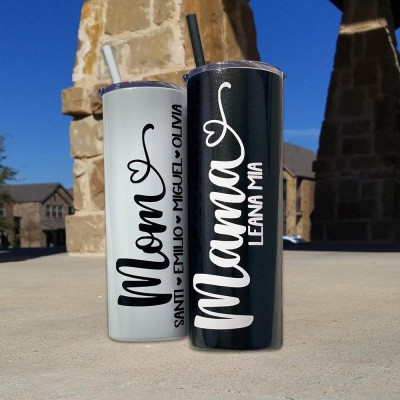 Personalised Mum Tumbler With Kids Name For Mother's Day