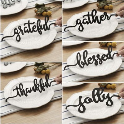 Set of 5 Thanksgiving Place Cards For Dining Table Decor Personalised Words Sign
