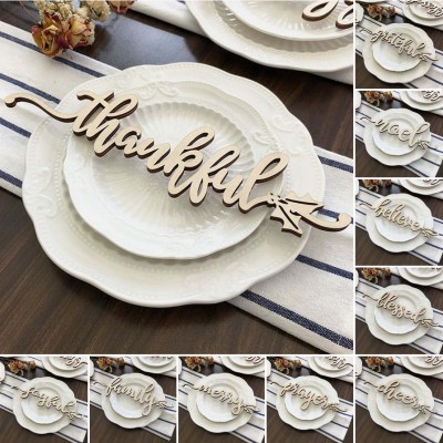 Set of 10 Thanksgiving Place Cards For Dining Table Decor Personalised Words Sign