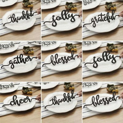 Set of 9 Thanksgiving Place Cards For Dining Table Decor Personalised Words Sign