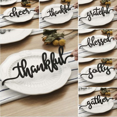 Set of 7 Thanksgiving Place Cards For Dining Table Decor Personalised Words Sign
