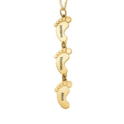 Personalised Vertical Baby Feet Necklace 1-10 Pendants