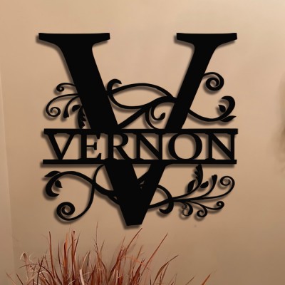 Personalised Family Name Metal Sign Monogram Home Wall Decor