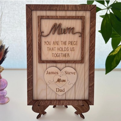 Personalised Mothers Day Gift Mum You Are The Piece That Holds Us Together Puzzles Pieces Name Sign Wall Decor