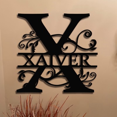 Personalised Family Name Metal Sign Monogram Home Wall Decor