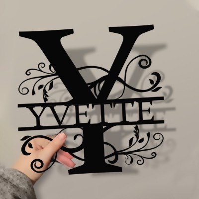 Personalised Family Name Metal Sign Monogram Home Wall Decor
