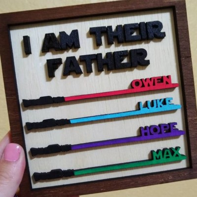 I Am Their Father Sign Personalised Kids Name Frame For Dad Father's Day
