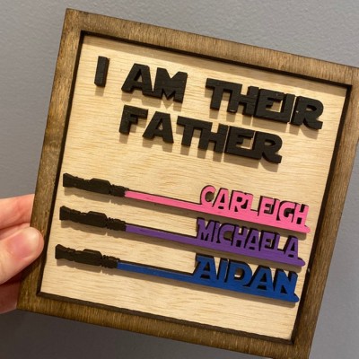 I Am Their Father Sign Personalised Kids Name Frame For Dad Father's Day