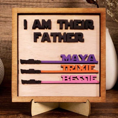I Am Their Father Sign Personalised Kids Name Frame For Dad Father's Day