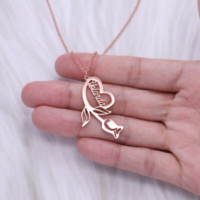 Personalised Flower Heart Name Necklace Gifts
