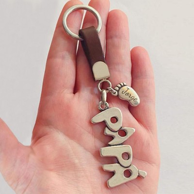 Father's Day Gift-Personalised Family Keychain 1-8 Baby Feet Charms With Custom Name