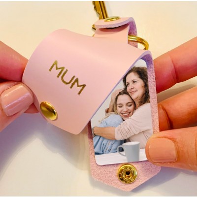 Personalised Leather Photo Keychain Gifts For Mother's Day