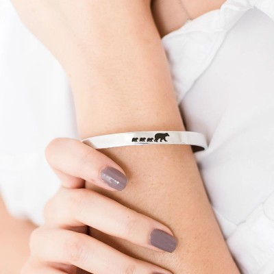 Personalised Mama Bear Bracelet Cuff For Mum Grandma