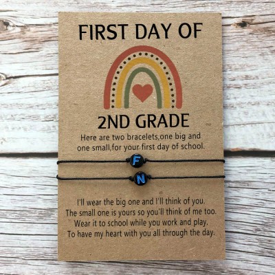 Custom First Day of 2nd Grade Back to School Bracelet Mama and Me Anxiety Separation Wish Gifts For Kids