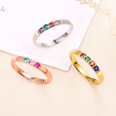 S925 Sterling Silver Birthstone Ring | Mothers Ring  | Personalised Birthstone Ring | Couples Ring