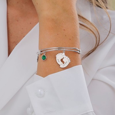 Personalised Charm Name Bracelet With Birthstone Birthday Gifts For Her