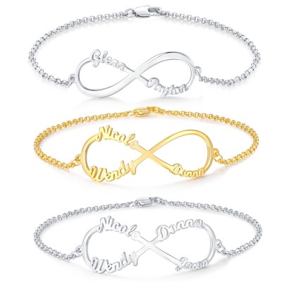 Personalised Infinity Names Bracelet With 1-4 Names