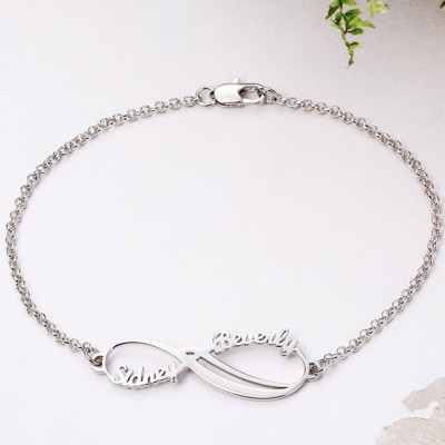 Personalised Infinity Couple Name Bracelet For Her Valentine's Day