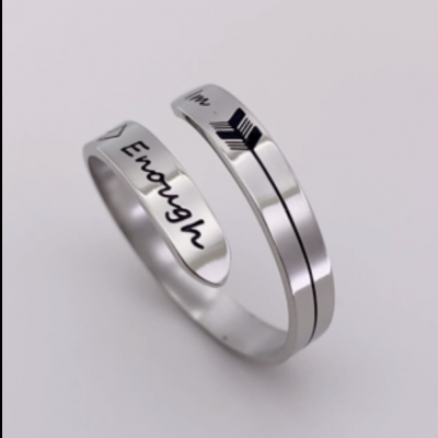 S925 Sterling Silver Adjustable Engraving Ring Encouragement Gift