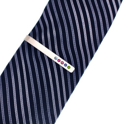 Personalised Men Name Engraved Tie Clips With Birthstone For Him Father's Day Gift