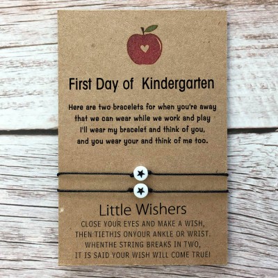 First Day of Kindergarten Back to School Bracelet Mother Daughter Son Separation Anxiety Comfort Gifts