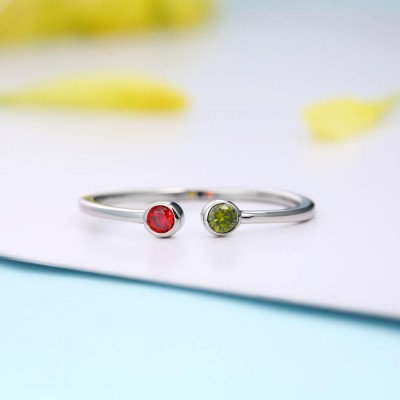 S925 Sterling Silver Birthstone Ring | Mothers Ring  | Personalised Birthstone Ring | Couples Ring