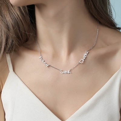 Personalised Name Necklace With 1-6 Family Names Gift