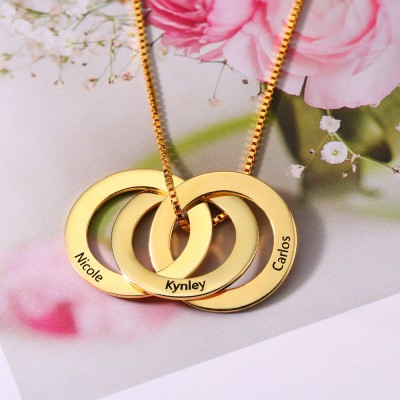 Personalized 1-6 Rings Pendant Name Necklace For Family Gifts