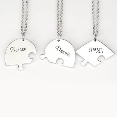 Silver Personalized Heart Shape 1-7 Pieces Name Necklace For Family